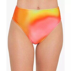 Salt + Cove Womens Rainbow Tie Dye High Rise Bikini Bottom Red Multicolor Size S